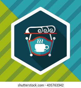 Coffee shop signs flat icon with long shadow,eps10