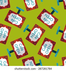 Coffee shop signs flat icon,eps10 seamless pattern background