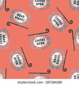 Coffee shop signs flat icon,eps10 seamless pattern background