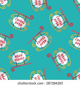 Coffee shop signs flat icon,eps10 seamless pattern background