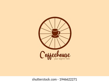 Das einfache Symbol des Coffee Shop-Logos ist Symbol für Marke, Café, Hintergrund und Bildschirmhintergrund. 