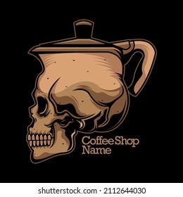 coffee shop skull logo, vector EPS 10