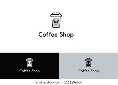 Coffee Shop with Smiley Cup Logo Illustration 2
