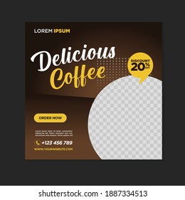 Coffee shop social media post template square banner	
