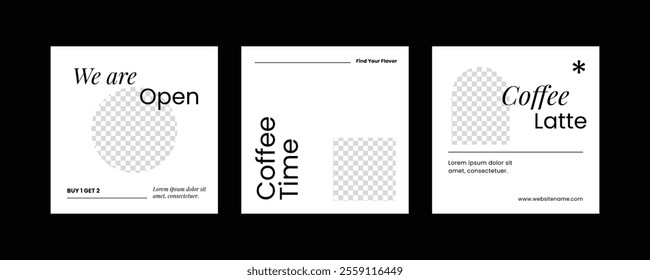 Coffee shop social media post template collection
