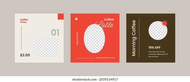 Coffee shop square banner template