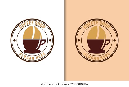 Coffee shop stamp label with simple minimalist logo design