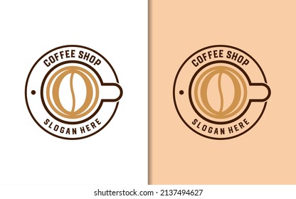 Coffee shop stamp label with simple minimalist logo design