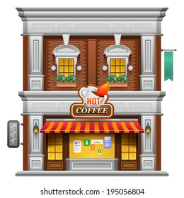 Coffee shop store or cafe. Vector illustration eps 10.