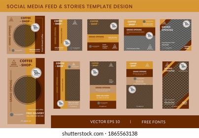 Couchshop-Geschichten und Feed-Post-Bundle-Coupon-Promotion-Vorlage mit Bild-Platzhalter elegantes Design für Social-Media-Werbung