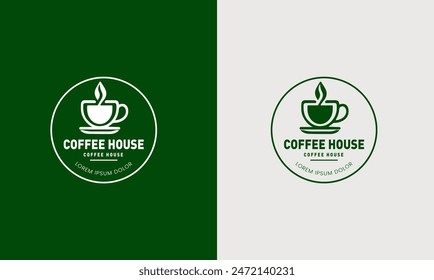 Coffee shop, tea stall, hot mug cup, drinks premium vintage icon sign symbol illustration logo concept 