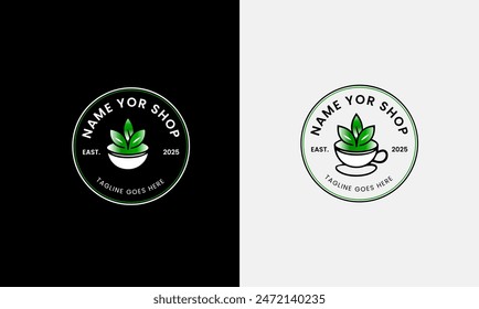 Coffee shop, tea stall, hot mug cup, drinks premium vintage icon sign symbol illustration logo concept 