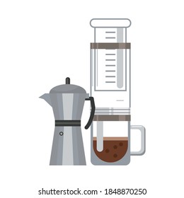 coffee shop teapot make utensil and kettle flat style icon vector illustration design