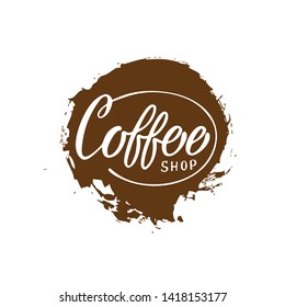 Coffee shop text logo. Trendy calligraphy banner. Vector eps 10.