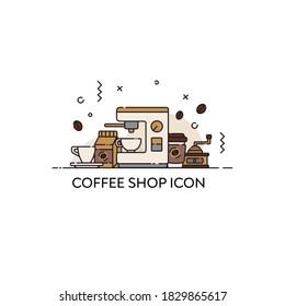 Coffee shop tools icon . Isolated on white background