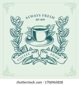 Coffee shop tree branch template Premium Vector logo your brand
