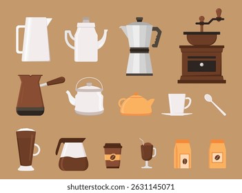 Coffee Shop Utensils Vector Set