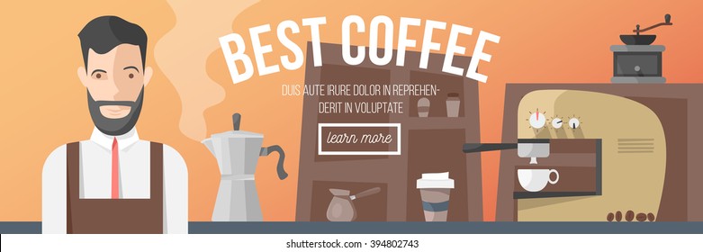coffee shop vector banner illustration