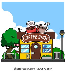 Coffee shop vector cartoon style 