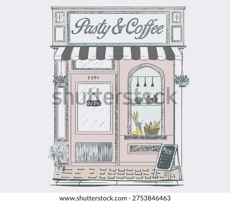 Coffee and coffee shop vector design. New York food club. Street cafe graphic print design for t shirt, apparel, posters, background and others.