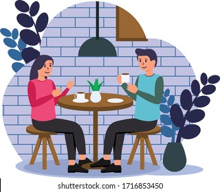 Ilustración plana vectorial de café