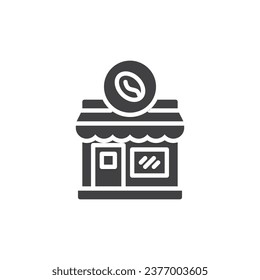 Icono del vector Coffee Shop. signo plano relleno para concepto móvil y diseño web. Cafe con icono de glifo de frijol de café. Símbolo, ilustración del logotipo. Gráficos vectoriales