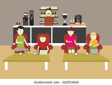coffee shop in vector illustration