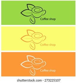 Coffee shop vector illustration. Logo design elements.