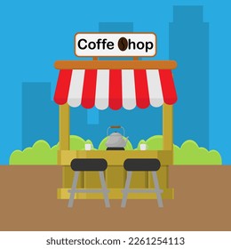 coffee shop vector illustration in outdoor area