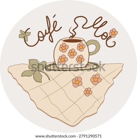 Coffee shop vector illustration, Retro mug logo art