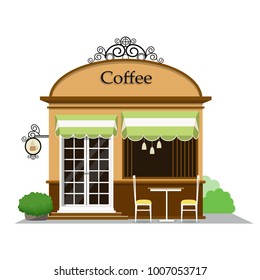 Coffee shop vector illustration.Flat style design of shop icon 