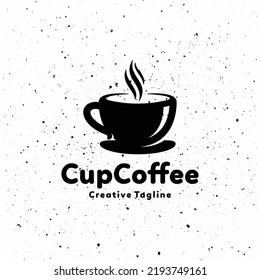 coffee shop vector logo in grunge background