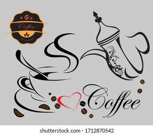 Coffee Shop vector logo template of coffee in modern style and old . Logo for bar’s, coffee and similar type of business .