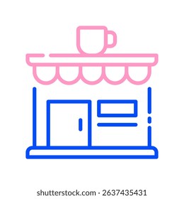 Coffee Shop Vector for Mobile Working Style. Freelancer workspace illustration, remote job location concept, digital nomad life.