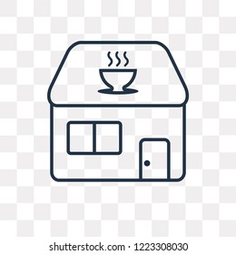 Coffee shop vector outline icon isolated on transparent background, high quality linear Coffee shop transparency concept can be used web and mobile