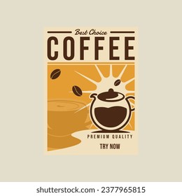 diseño gráfico de la plantilla de ilustración minimalista vintage de la fábrica de café vectorial afiche vintage. publicidad o decoración para el concepto de negocio con banner de bebidas y alimentos