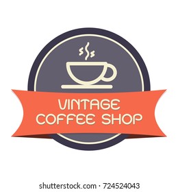 Coffee shop Vintage bage or icon. Vector illustration