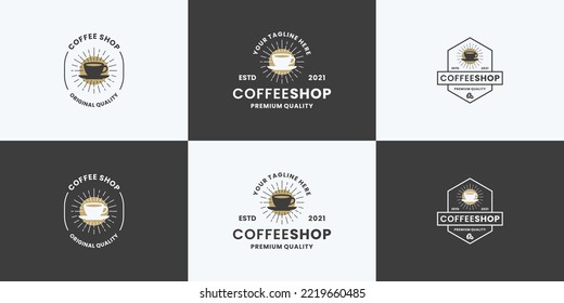 coffee shop vintage logo design bundle collection