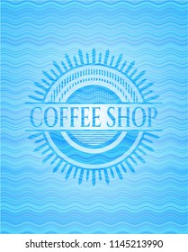 Coffee Shop water wave badge.