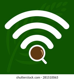 Coffee Shop WiFi Zone Sign, Free Wi Fi. Internet Connection.