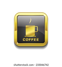 Coffee Sign Gold Vector Icon Button