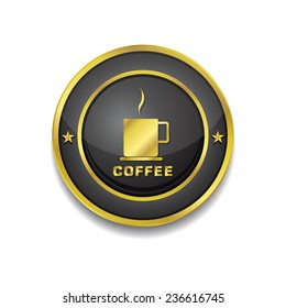 Coffee Sign Gold Vector Icon Button
