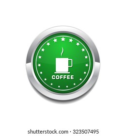 Coffee Sign Green Vector Icon Button