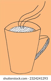 Coffee sign illustration image. 
Hand drawn image artwork of a cup of coffee. 
Simple cute original logo.
Hand drawn vector illustration for posters, cards, t-shirts.