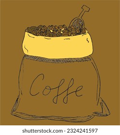 Coffee sign illustration image. 
Hand drawn image artwork of a cup of coffee. 
Simple cute original logo.
Hand drawn vector illustration for posters, cards, t-shirts.