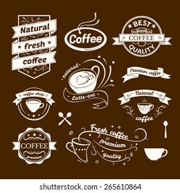 Coffee signs set, retro typography, business restaurant logos 