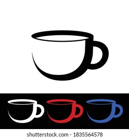 coffee silhouette, sillhouette coffee icon vector illustration with red, white, and blue colour