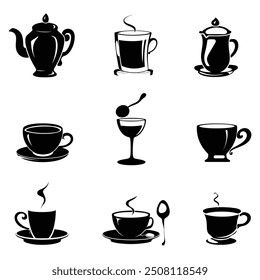 coffee silhouette vector set design