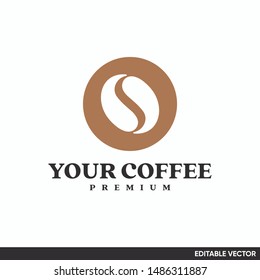 COFFEE SIMPLE ICON LOGO DESIGN ELEGANT NEGATIVE SPACE SMART 