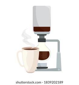 coffee siphon and mug design of drink caffeine breakfast and beverage theme Vector illustration